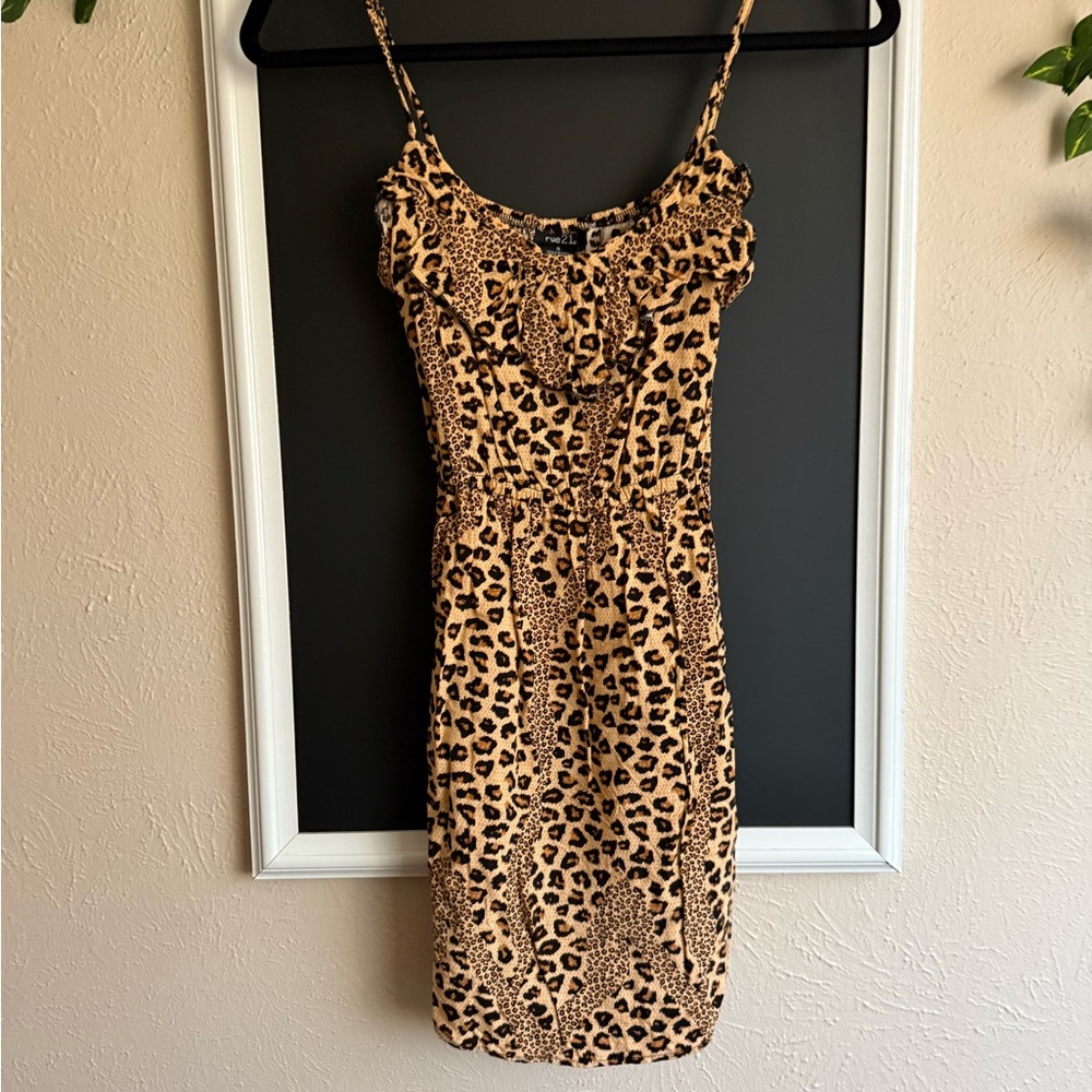 Rue21 Tan and Black Animal Print Mini Dress